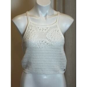 Roxy Knit White Top sz M Open Knit Tank